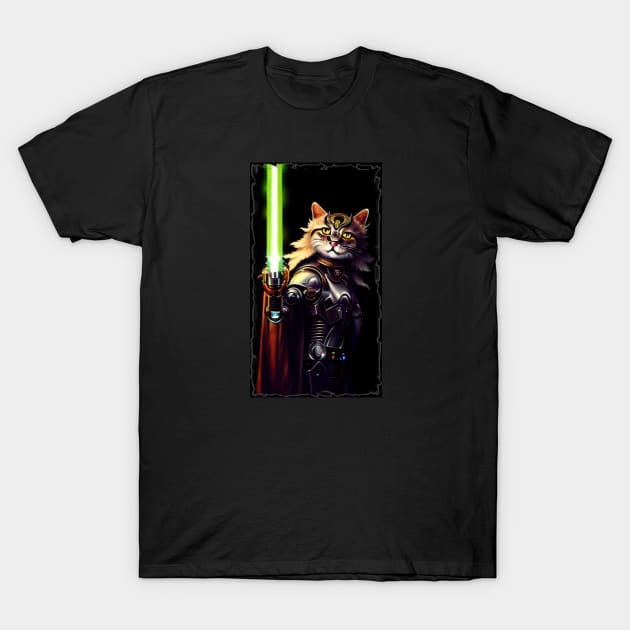 Fun Cat Print ~ AI Art ~ Fantasy Cat ~ Sci-fi Cat ~ Cats with Lightsabers T-Shirt by catsnlightsabres